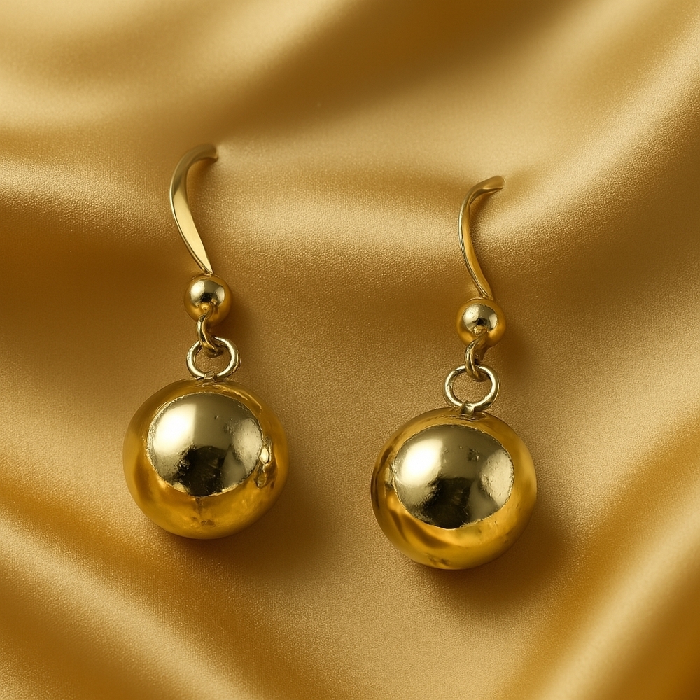 Gold-Tone Beaded Dangle Earrings – Polished Finish, Women’s Fashion Jewelry